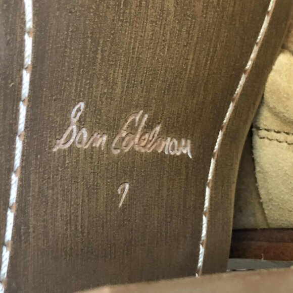 New SAM EDELMAN Bellamie Suede Harness Biker Ankle Booties Camel 7 MSRP $200 - Picture 5 of 7